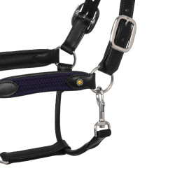 Caveção de couro com inserções de nylon trançado Equestro Preto / azul-marinho
