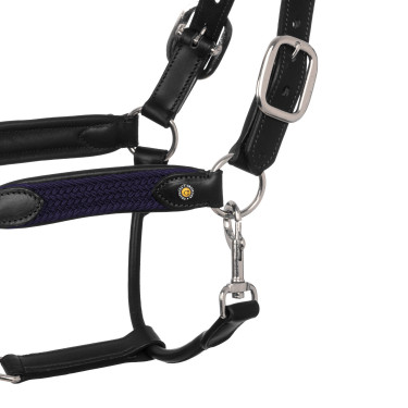 Caveção de couro com inserções de nylon trançado Equestro Preto / azul-marinho