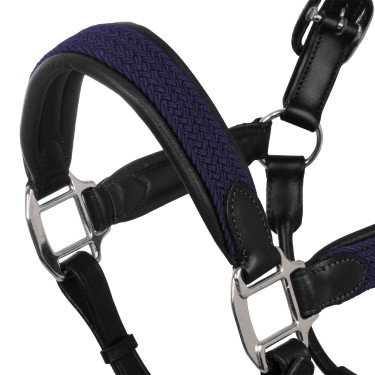 Caveção de couro com inserções de nylon trançado Equestro Preto / azul-marinho