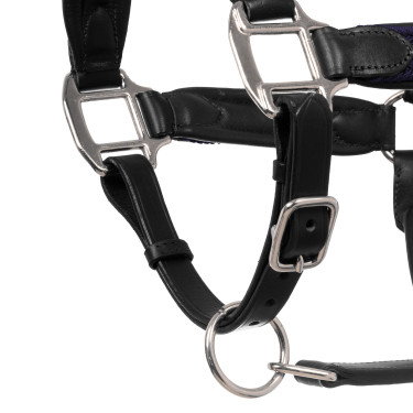 Caveção de couro com inserções de nylon trançado Equestro Preto / azul-marinho
