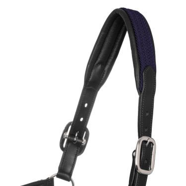 Caveção de couro com inserções de nylon trançado Equestro Preto / azul-marinho