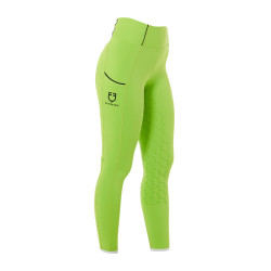 Legging justo para menina com grip e logótipo Equestro Verde-limão