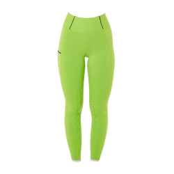 Legging justo para menina com grip e logótipo Equestro Verde-limão