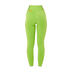 Legging justo para menina com grip e logótipo Equestro Verde-limão
