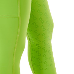 Legging justo para menina com grip e logótipo Equestro Verde-limão