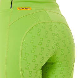 Legging justo para menina com grip e logótipo Equestro Verde-limão