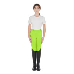 Legging justo para menina com grip e logótipo Equestro Verde-limão