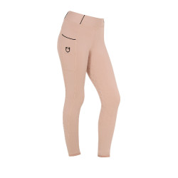Legging justo para menina com grip e logótipo Equestro Camafeu rosa