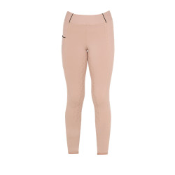 Legging justo para menina com grip e logótipo Equestro Camafeu rosa