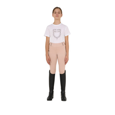 Legging justo para menina com grip e logótipo Equestro Legging justo para menina com grip e logótipo Equestro