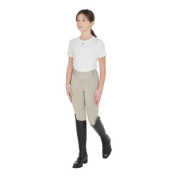 Legging justo para menina com grip e logótipo Equestro Oxford bronzeado Rosa