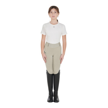Legging justo para menina com grip e logótipo Equestro Legging justo para menina com grip e logótipo Equestro