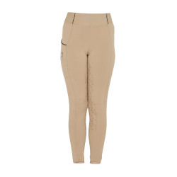 Legging justo para menina com grip e logótipo Equestro Incenso Bege
