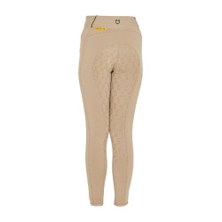 Legging justo para menina com grip e logótipo Equestro Incenso Bege