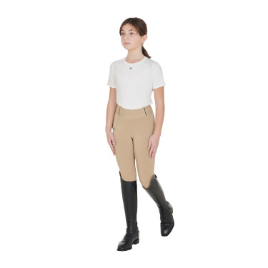 Legging justo para menina com grip e logótipo Equestro Legging justo para menina com grip e logótipo Equestro