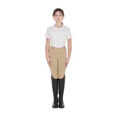 Legging justo para menina com grip e logótipo Equestro Legging justo para menina com grip e logótipo Equestro