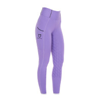 Legging justo para menina com grip e logótipo Equestro Dália violeta Legging justo para menina com grip e logótipo Equestro Dália violeta