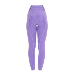 Legging justo para menina com grip e logótipo Equestro Dália violeta