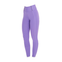 Legging justo para menina com grip e logótipo Equestro Dália violeta