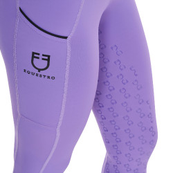 Legging justo para menina com grip e logótipo Equestro Dália violeta