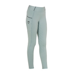 Legging justo para menina com grip e logótipo Equestro Névoa cinza Azul