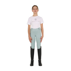 Legging justo para menina com grip e logótipo Equestro Névoa cinza Azul