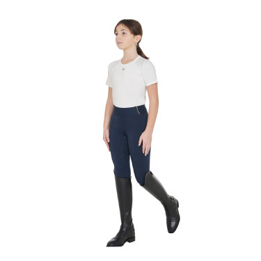 Legging justo para menina com grip e logótipo Equestro Legging justo para menina com grip e logótipo Equestro