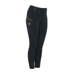 Legging justo para menina com grip e logótipo Equestro Preto
