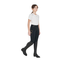 Legging justo para menina com grip e logótipo Equestro Preto