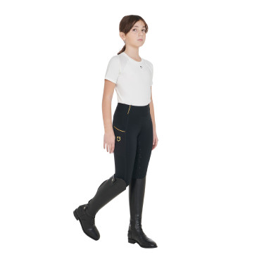 Legging justo para menina com grip e logótipo Equestro Legging justo para menina com grip e logótipo Equestro