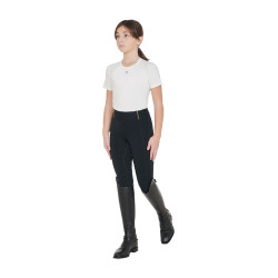 Legging justo para menina com grip e logótipo Equestro Preto