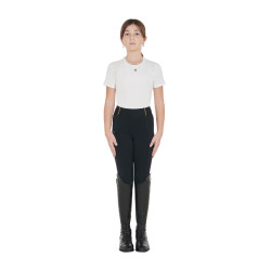 Legging justo para menina com grip e logótipo Equestro Preto