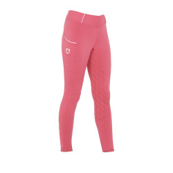 Legging justo para menina com grip e logótipo Equestro Fúcsia Rosa