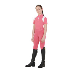 Legging justo para menina com grip e logótipo Equestro Fúcsia Rosa