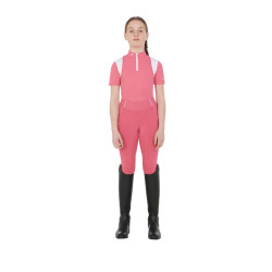 Legging justo para menina com grip e logótipo Equestro Fúcsia Rosa