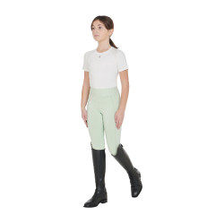 Legging justo para menina com grip e logótipo Equestro Verde claro