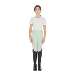 Legging justo para menina com grip e logótipo Equestro Verde claro