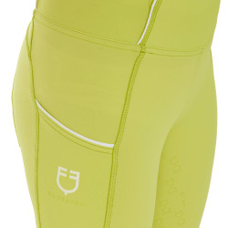 Legging justo para menina com grip e logótipo Equestro Limão Amarelo