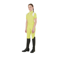 Legging justo para menina com grip e logótipo Equestro Limão Amarelo
