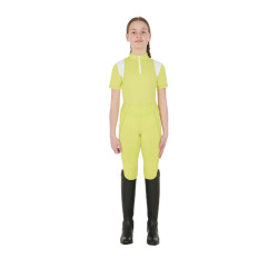 Legging justo para menina com grip e logótipo Equestro Limão Amarelo