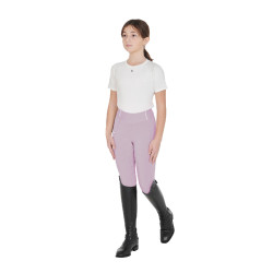 Legging justo para menina com grip e logótipo Equestro Lilás Azul