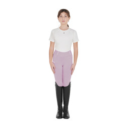 Legging justo para menina com grip e logótipo Equestro Lilás Azul