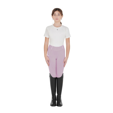 Legging justo para menina com grip e logótipo Equestro Legging justo para menina com grip e logótipo Equestro