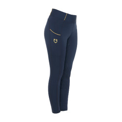 Legging justo para menina com grip e logótipo Equestro Marinho Azul-marinho