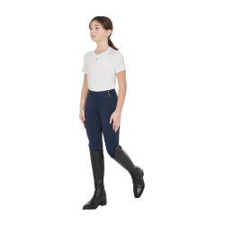 Legging justo para menina com grip e logótipo Equestro Marinho Azul-marinho