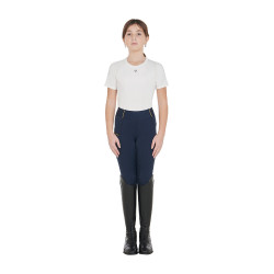 Legging justo para menina com grip e logótipo Equestro Marinho Azul-marinho