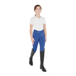 Legging justo para menina com grip e logótipo Equestro Azul royal