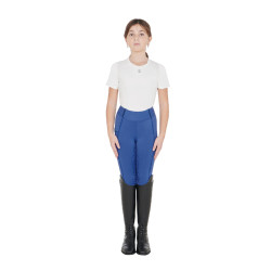 Legging justo para menina com grip e logótipo Equestro Azul royal