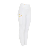Legging justo para menina com grip e logótipo Equestro Branco