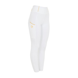 Legging justo para menina com grip e logótipo Equestro Branco